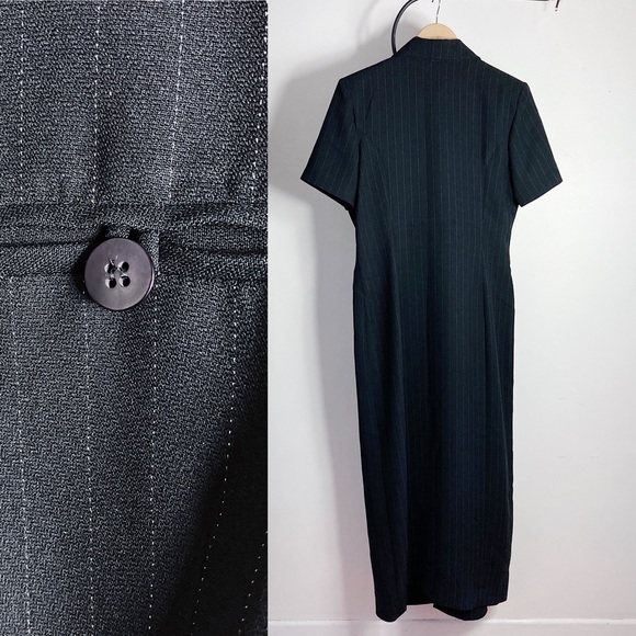 Vintage pinstriped maxi suit dress. - Picture 3 of 7